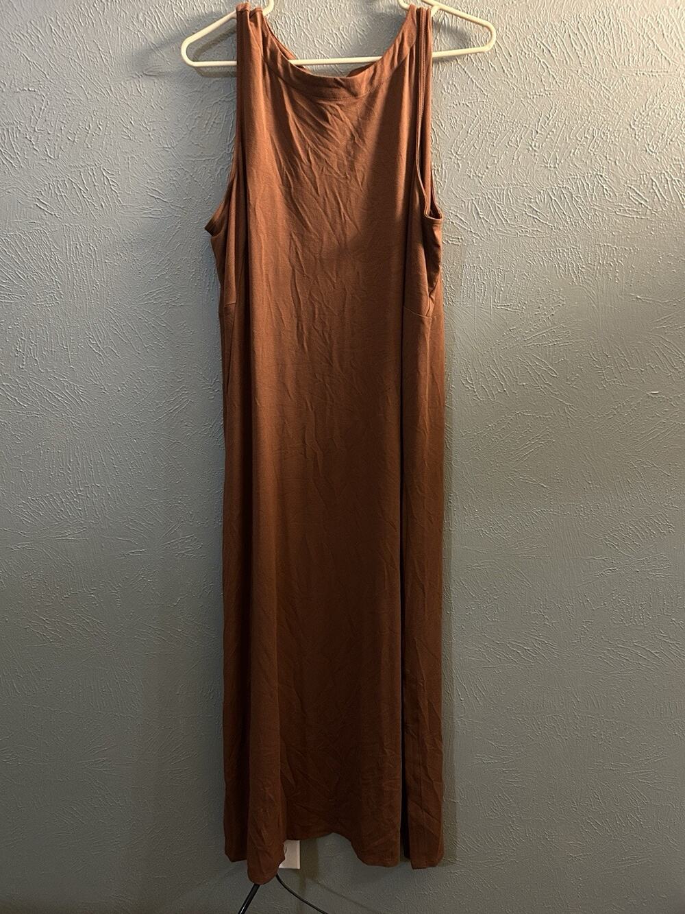 J. Jill WeareverCollection PL Brown Sleeveless MaxiDress Capsule Wardrobe sizePL